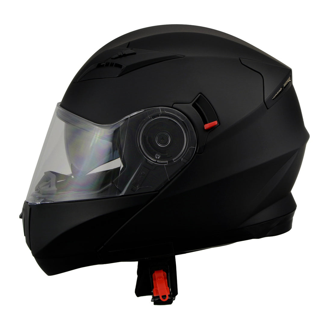 Milwaukee Performance Helmets MPH9803DOT Ionized Matte Black Advanced Modular Motorcycle Helmet w/ Drop Down Visor