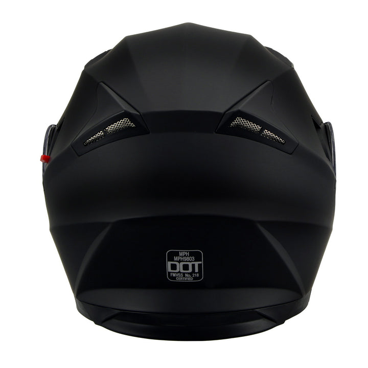 Milwaukee Performance Helmets MPH9803DOT Ionized Matte Black Advanced Modular Motorcycle Helmet w/ Drop Down Visor