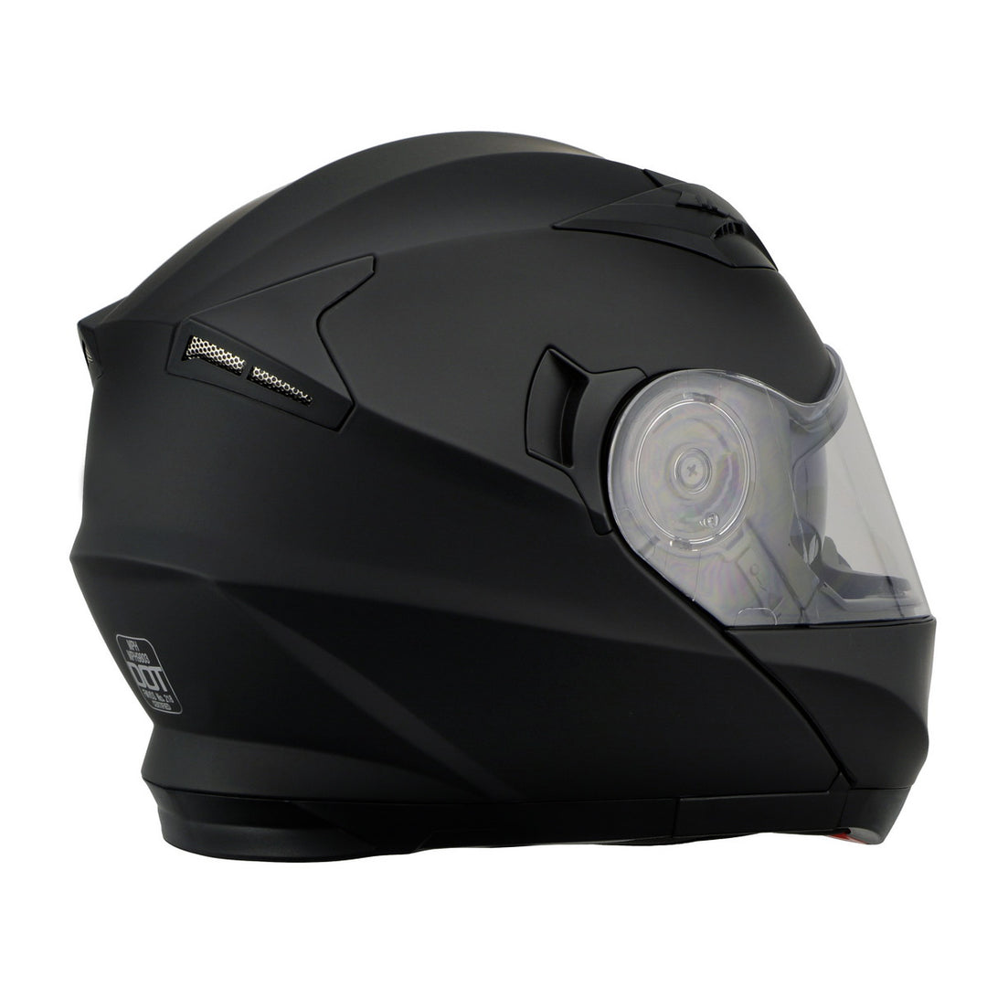 Milwaukee Performance Helmets MPH9803DOT Ionized Matte Black Advanced Modular Motorcycle Helmet w/ Drop Down Visor