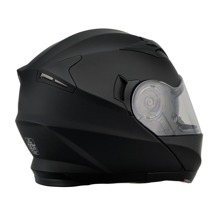 Milwaukee Performance Helmets MPH9803DOT Ionized Matte Black Advanced Modular Motorcycle Helmet w/ Drop Down Visor