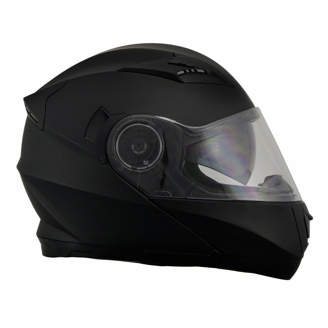 Milwaukee Performance Helmets MPH9803DOT Ionized Matte Black Advanced Modular Motorcycle Helmet w/ Drop Down Visor