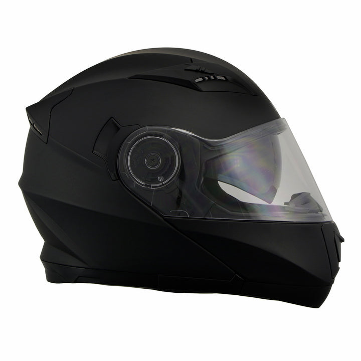 Milwaukee Performance Helmets MPH9803DOT Ionized Matte Black Advanced Modular Motorcycle Helmet w/ Drop Down Visor