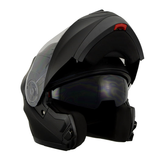 Milwaukee Performance Helmets MPH9803DOT 'Ionized' Matte Black Advanced Modular Motorcycle Helmet with Drop Down Visor