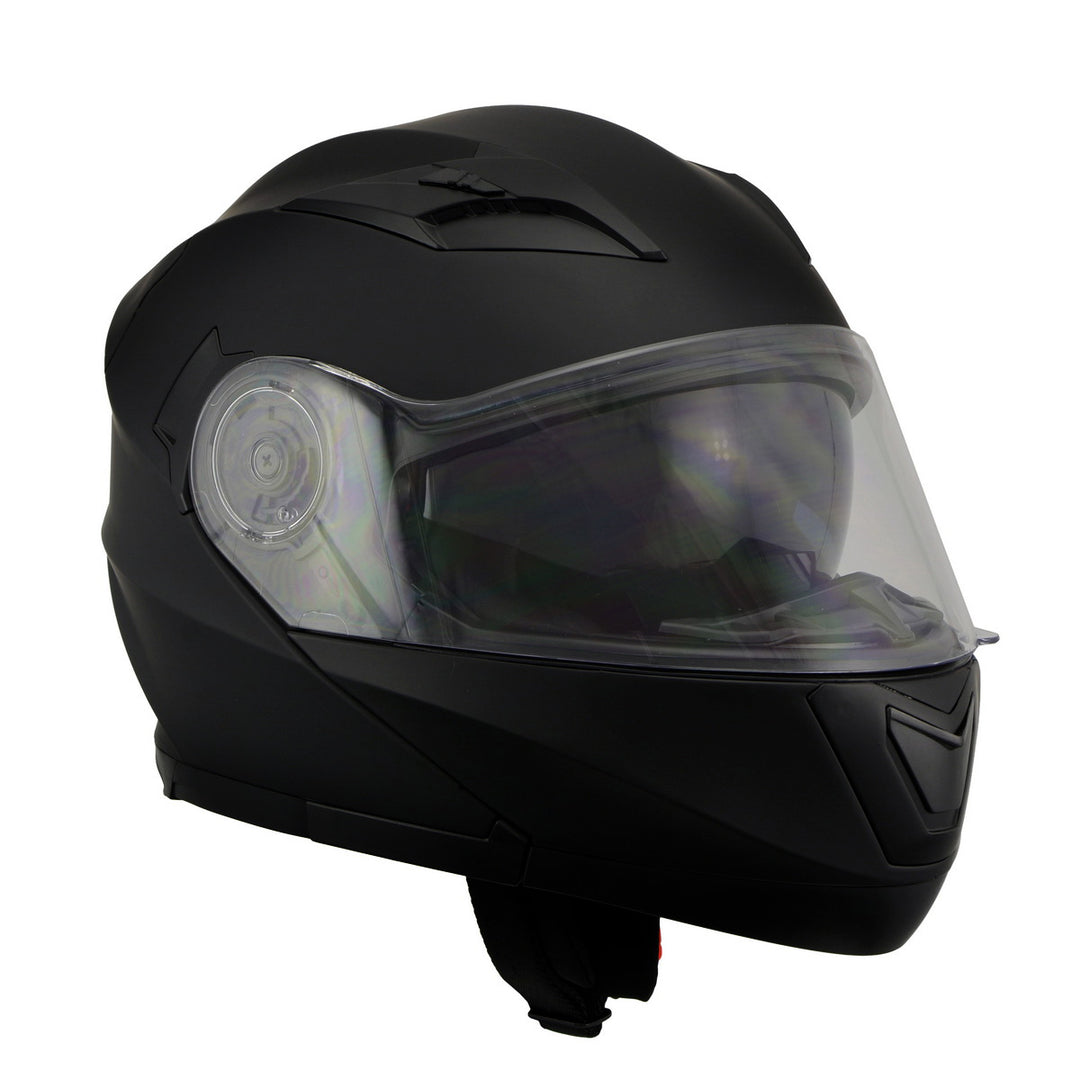 Milwaukee Performance Helmets MPH9803DOT Ionized Matte Black Advanced Modular Motorcycle Helmet w/ Drop Down Visor