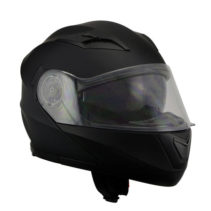 Milwaukee Performance Helmets MPH9803DOT 'Ionized' Matte Black Advanced Modular Motorcycle Helmet with Drop Down Visor