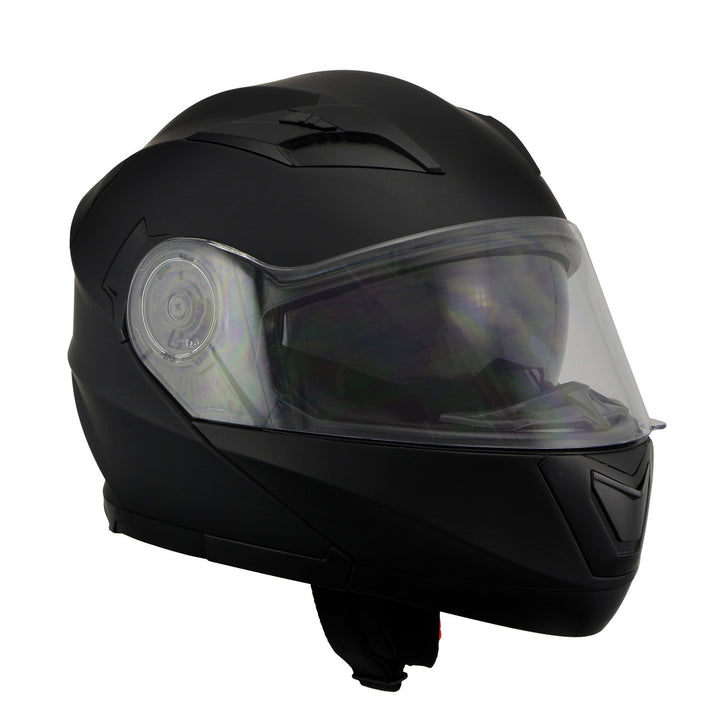 Milwaukee Performance Helmets MPH9803DOT Ionized Matte Black Advanced Modular Motorcycle Helmet w/ Drop Down Visor