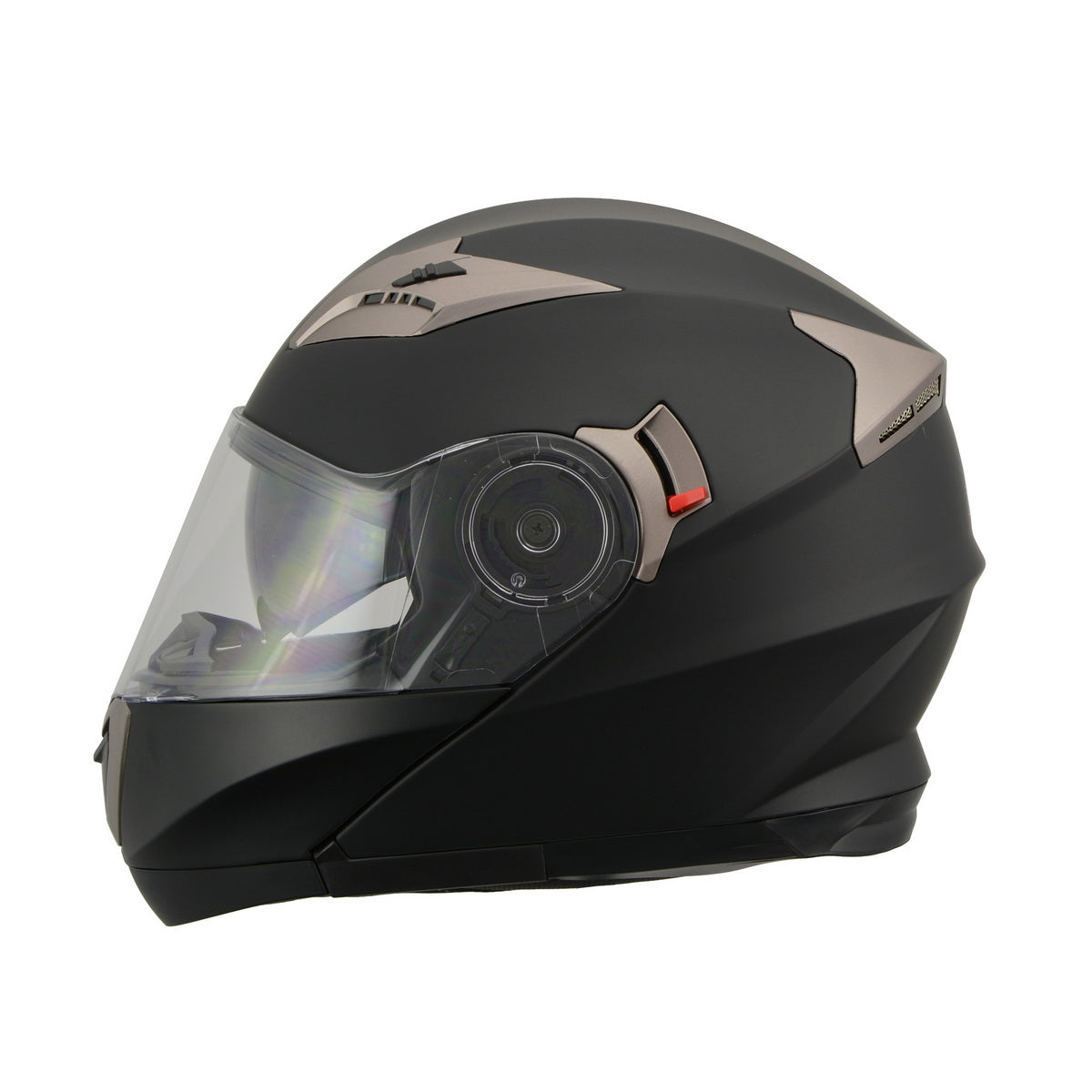 Milwaukee Performance Helmets MPH9804DOT Matte Black Modular Racing Helmet with Drop Down Tinted Visor