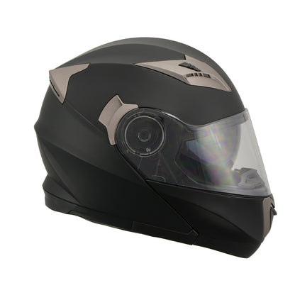 Milwaukee Performance Helmets MPH9804DOT Matte Black Modular Racing Helmet with Drop Down Tinted Visor