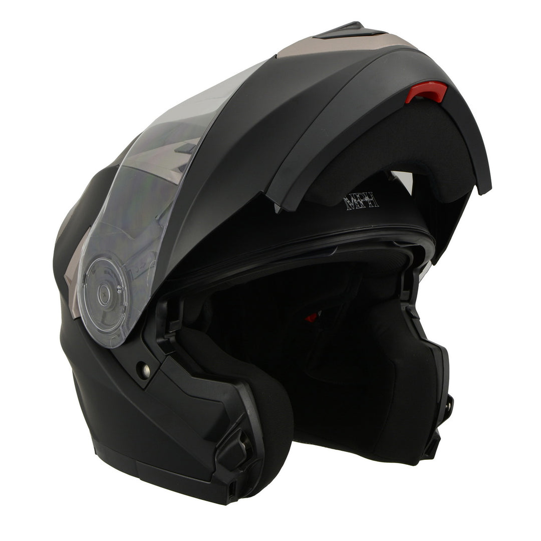 Milwaukee Peformance Helmets MPH9804DOT Matte Black Modular Racing Helmet with Drop Down Tinted Visor Medium Milwaukee Peformance Helmets MPH9804DOT Matte Black Modular Racing Helmet with Drop Down Tinted Visor Medium