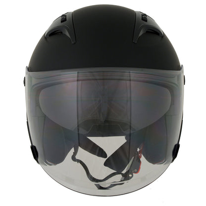 Milwaukee Performance Helmets MPH9805DOT 'Shift' Open Face 3/4 Matte Black Helmet for Men and Women Biker with Drop Down Tinted Visor