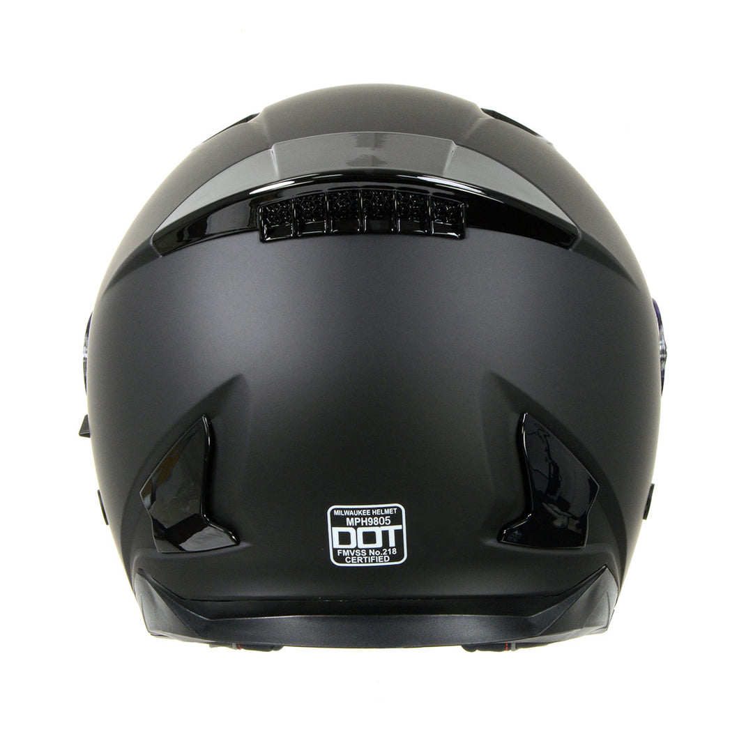 Milwaukee Performance Helmets MPH9805DOT 'Shift' Open Face 3/4 Matte Black Helmet for Men and Women Biker with Drop Down Tinted Visor Milwaukee Performance Helmets MPH9805DOT 'Shift' Open Face 3/4 Matte Black Helmet for Men and Women Biker with Drop Down Tinted Visor