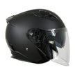 Milwaukee Performance Helmets MPH9805DOT Shift Open Face 3/4 Matte Black Helmet Biker w/ Drop Down Visor