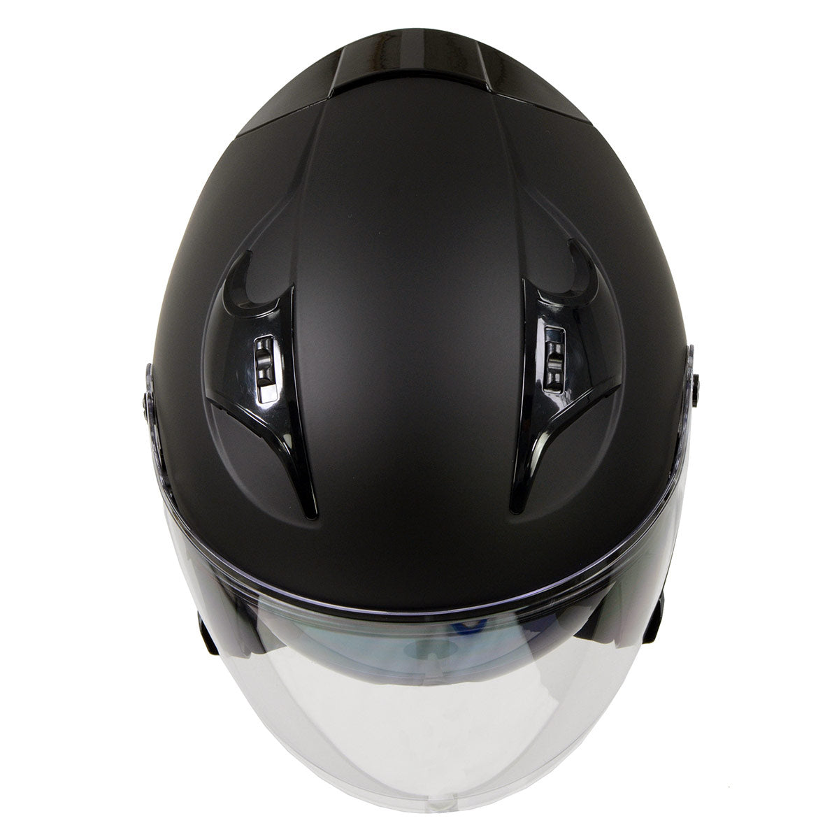 Milwaukee Performance Helmets MPH9805DOT 'Shift' Open Face 3/4 Matte Black Helmet for Men and Women Biker with Drop Down Tinted Visor