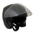Milwaukee Performance Helmets MPH9805DOT Shift Open Face 3/4 Matte Black Helmet Biker w/ Drop Down Visor