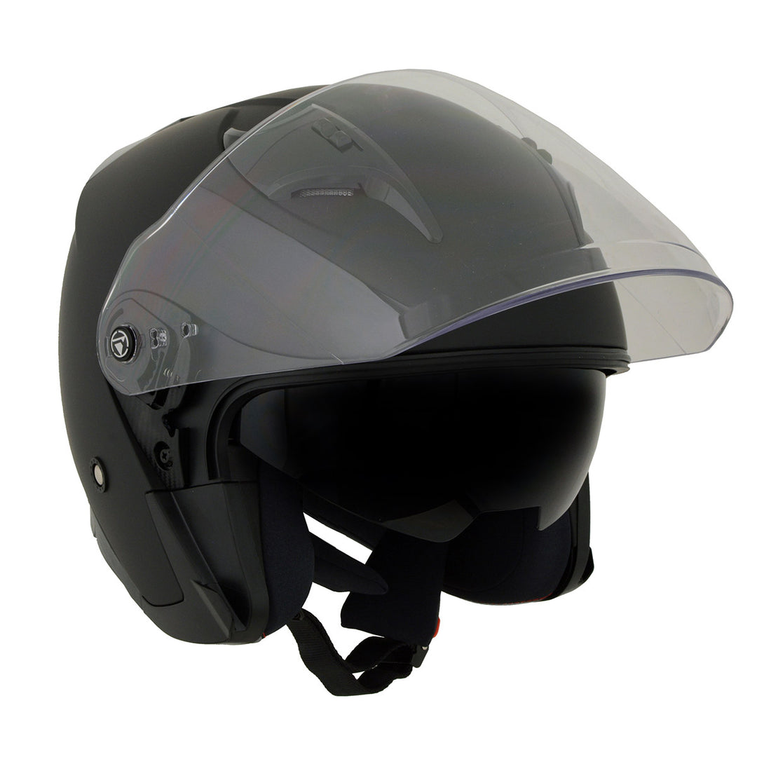 Milwaukee Performance Helmets MPH9805DOT Shift Open Face 3/4 Matte Black Helmet Biker w/Drop Down Visor