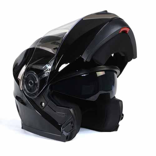 Milwaukee Helmets MPH9806DOT 'Ionized' Gloss Black Advanced Motorcycle Modular Helmet for Men and Women Biker w/ Drop Down Visor