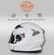 Milwaukee Helmets MPH9807DOT Ionized Gloss White Advanced Motorcycle Modular Helmet Biker w/ Drop Down Visor
