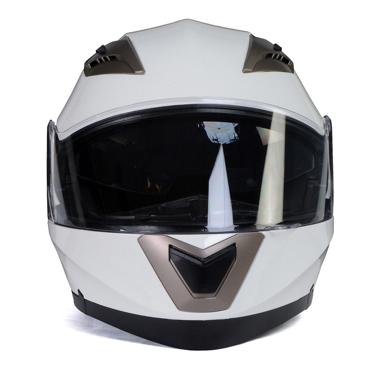 Milwaukee Helmets MPH9807DOT Ionized Gloss White Advanced Motorcycle Modular Helmet Biker w/ Drop Down Visor