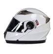 Milwaukee Helmets MPH9807DOT Ionized Gloss White Advanced Motorcycle Modular Helmet Biker w/ Drop Down Visor