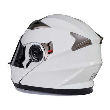 Milwaukee Helmets MPH9807DOT 'Ionized' Gloss White Advanced Motorcycle Modular Helmet for Men and Women Biker w/ Drop Down Visor