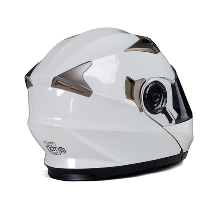 Milwaukee Helmets MPH9807DOT 'Ionized' Gloss White Advanced Motorcycle Modular Helmet for Men and Women Biker w/ Drop Down Visor