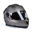 Milwaukee Helmets MPH9808DOT Ionized Silver Advanced Motorcycle Modular Helmet Biker w/ Drop Down Visor