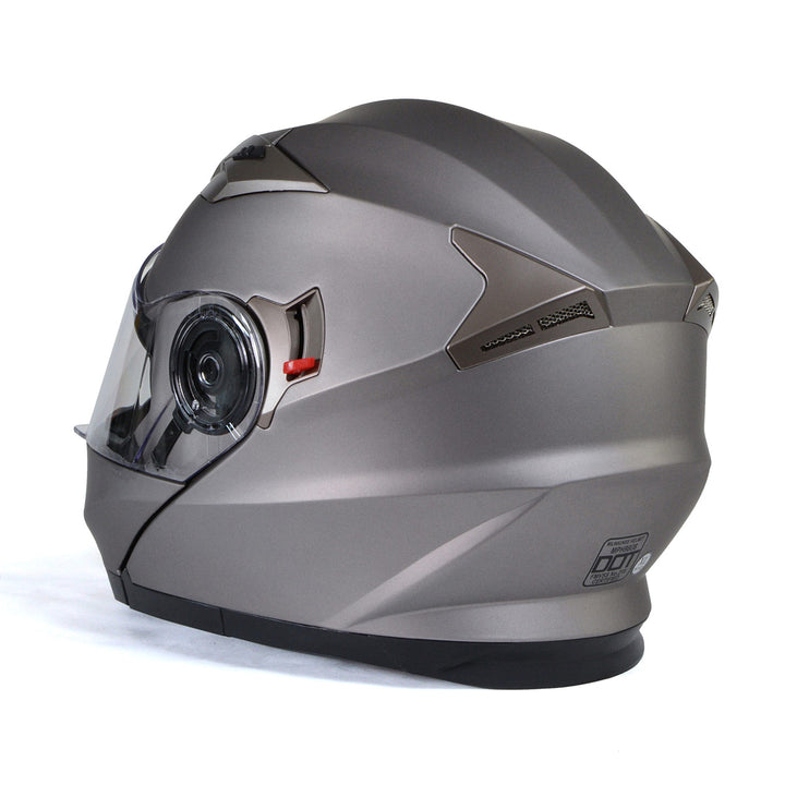 Milwaukee Helmets MPH9808DOT Ionized Silver Advanced Motorcycle Modular Helmet Biker w/ Drop Down Visor