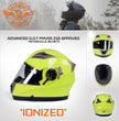 Milwaukee Helmets MPH9809DOT 'Ionized' Neon Yellow Modular Helmet for Men and Women Biker w/ MP7922FMSET Heated Balaclava Bundle