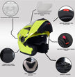 Milwaukee Helmets MPH9809DOT Ionized Neon Yellow Advanced Motorcycle Modular Helmet Biker w/ Drop Down Visor