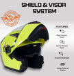 Milwaukee Helmets MPH9809DOT 'Ionized' Neon Yellow Modular Helmet for Men and Women Biker w/ MP7922FMSET Heated Balaclava Bundle