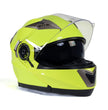 Milwaukee Helmets MPH9809DOT Ionized Neon Yellow Advanced Motorcycle Modular Helmet Biker w/ Drop Down Visor