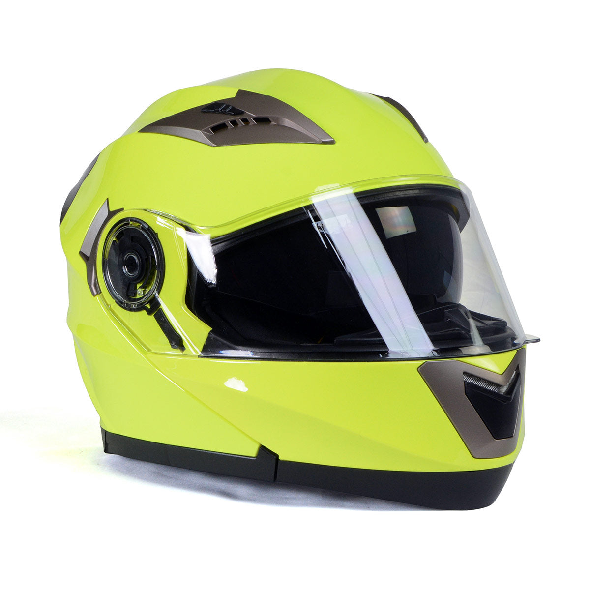 Milwaukee Helmets MPH9809DOT Ionized Neon Yellow Advanced Motorcycle Modular Helmet Biker w/ Drop Down Visor