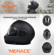 Milwaukee Helmets MPH9812DOT Flat Black Menace Advanced Motorcycle Modular Helmet Biker w/ Drop Down Visor