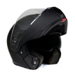 Milwaukee Helmets MPH9812DOT Flat Black Menace Advanced Motorcycle Modular Helmet Biker w/ Drop Down Visor