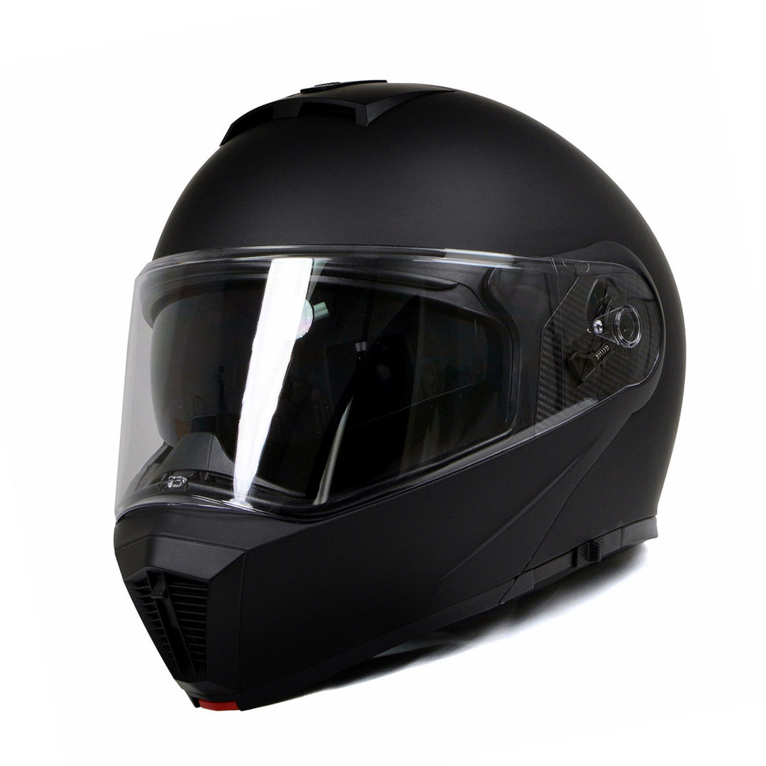 flat black modular motorcycle helmet Matte road riding Modular Matte Helmet, Black (XS-S)