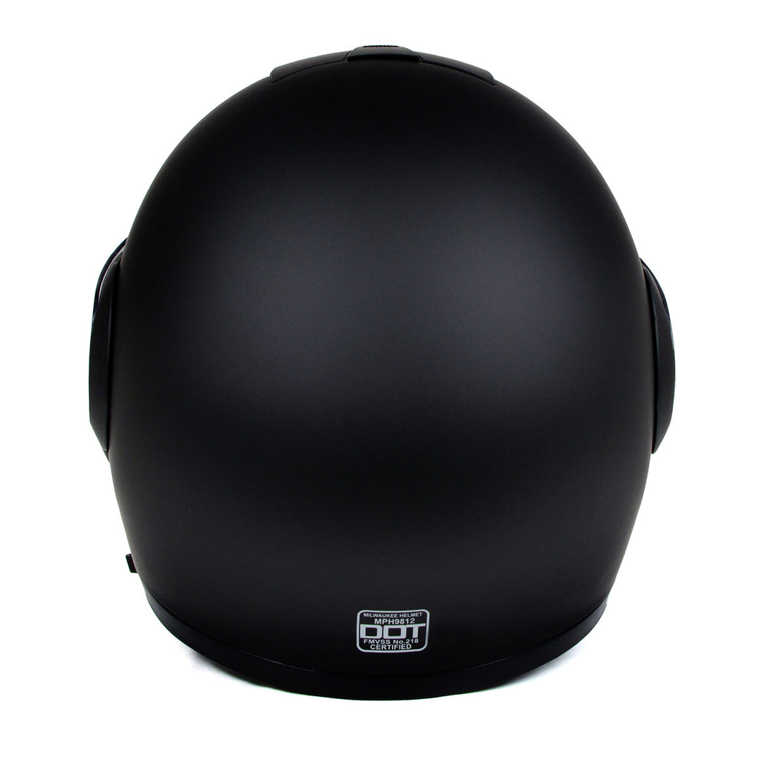 Milwaukee Helmets MPH9812DOT Flat Black Menace Advanced Motorcycle Modular Helmet Biker w/ Drop Down Visor