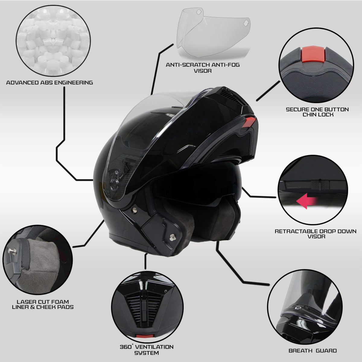 Milwaukee Helmets MPH9813DOT Gloss Black Menace DOT Approved