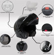 Milwaukee Helmets MPH9813DOT Gloss Black Menace DOT Approved Motorcycle Modular Helmet w/ Drop Down Visor
