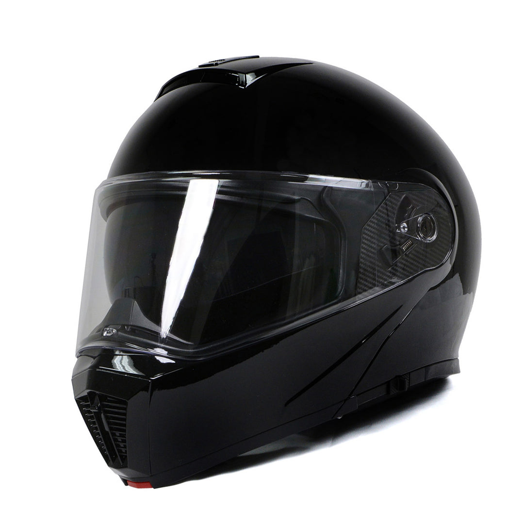dot certified full face motorcycle helmet Milwaukee Helmets MPH9813DOT Gloss Black Menace DOT Approved Motorcycle Modular Helmet w/ Drop Down Visor