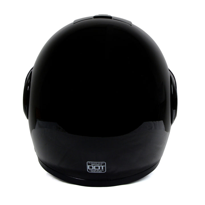 Milwaukee Helmets MPH9813DOT Gloss Black Menace DOT Approved Motorcycle Modular Helmet w/ Drop Down Visor