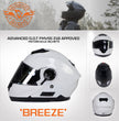 Milwaukee Helmets MPH9816DOT Breeze White Advanced Motorcycle Modular Helmet Biker w/ Drop Down Visor
