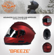 Milwaukee Helmets MPH9817DOT Breeze Red Advanced Motorcycle Modular Helmet Biker w/ Drop Down Visor