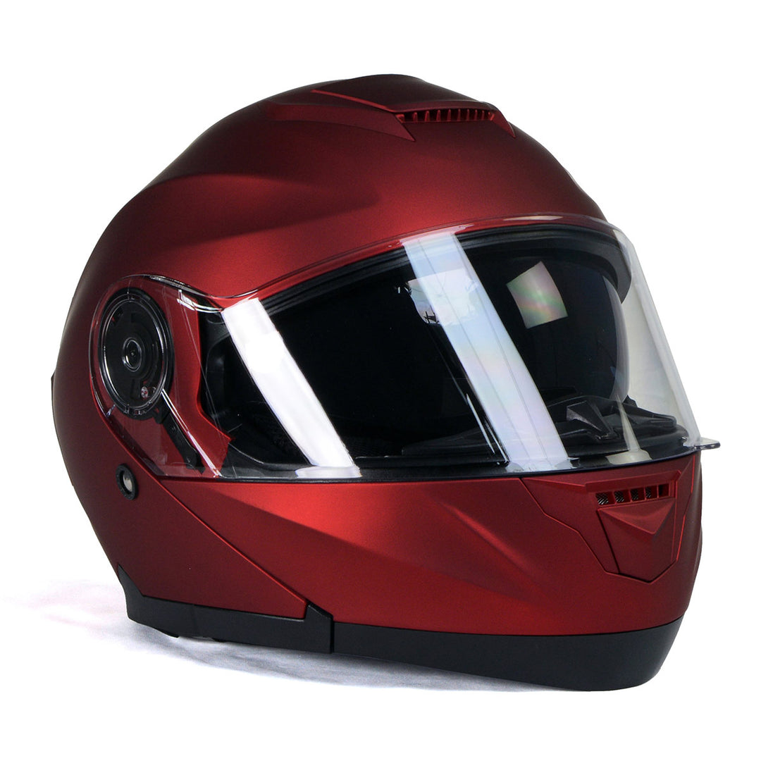 extra large red modular bluetooth motorcycle helmet Milwaukee Helmets MPH9817DOT 'Breeze' Red Advanced Motorcycle Modular Helmet With Drop Down Visor