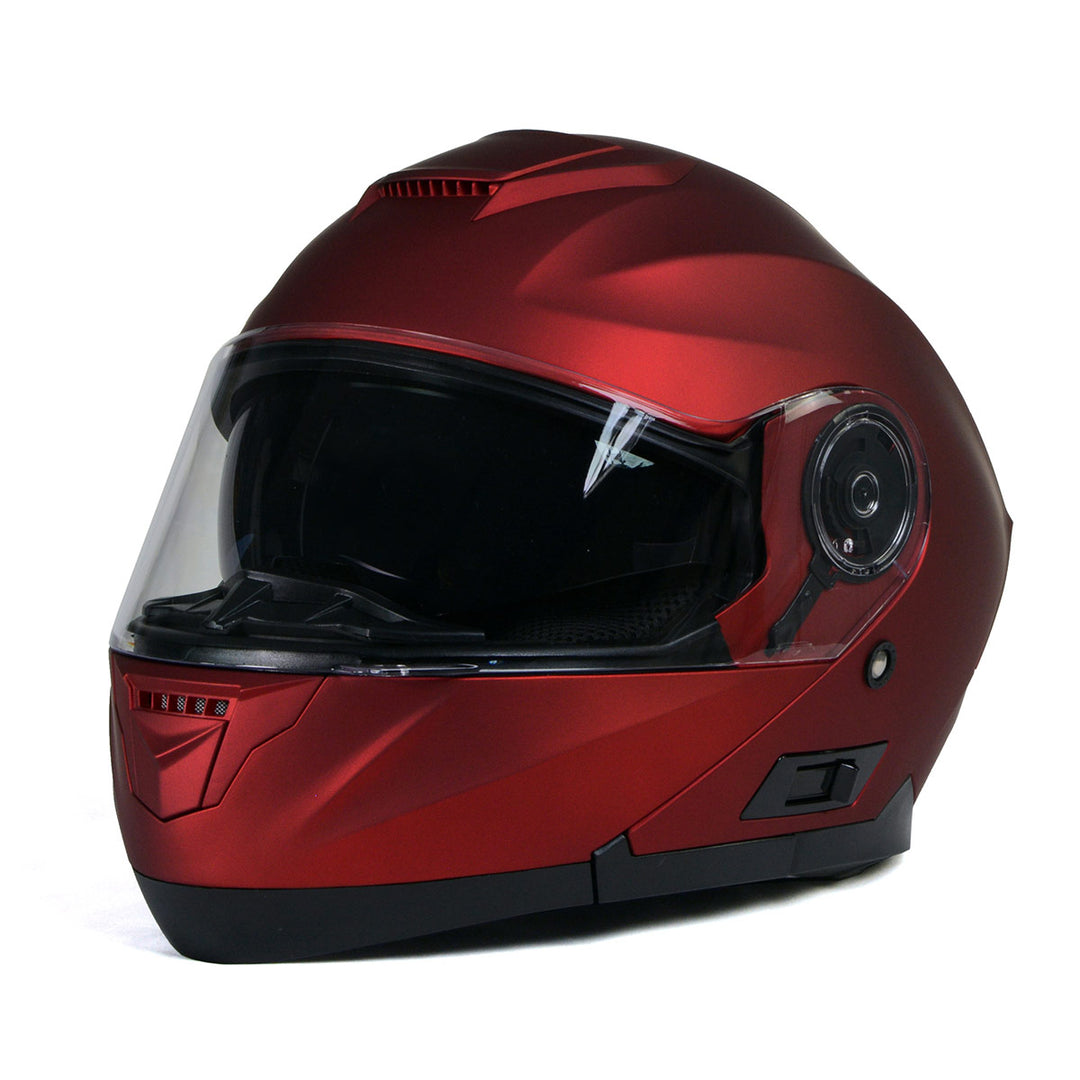 Milwaukee Helmets MPH9817DOT 'Breeze' Red Advanced Motorcycle Modular Helmet With Drop Down Visor Milwaukee Helmets MPH9817DOT 'Breeze' Red Advanced Motorcycle Modular Helmet With Drop Down Visor