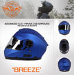 Milwaukee Helmets MPH9818DOT Breeze Blue Advanced Motorcycle Modular Helmet Biker w/ Drop Down Visor