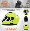 Milwaukee Helmets MPH9819DOT Breeze Green Advanced Motorcycle Modular Helmet Biker w/ Drop Down Visor