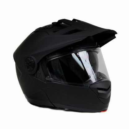 Milwaukee Helmets MPH9820DOT Flat Black 'Ominous' Dual Sport Advanced Motorcycle Modular Helmet for Men and Women Biker