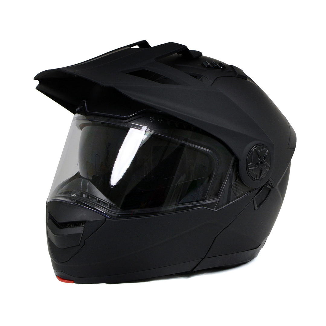 Milwaukee Helmets MPH9820DOT Flat Black Ominous Dual Sport Advanced Motorcycle Modular Helmet Biker