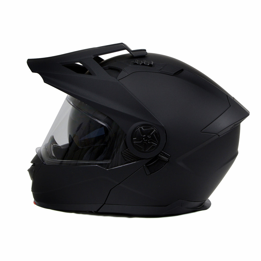 Milwaukee Helmets MPH9820DOT Flat Black Ominous Dual Sport Advanced Motorcycle Modular Helmet Biker