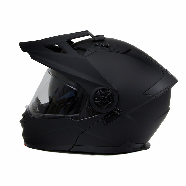 Milwaukee Helmets MPH9820DOT Flat Black Ominous Dual Sport Advanced Motorcycle Modular Helmet Biker